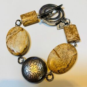 Elegant Brown and Silver Bracelet